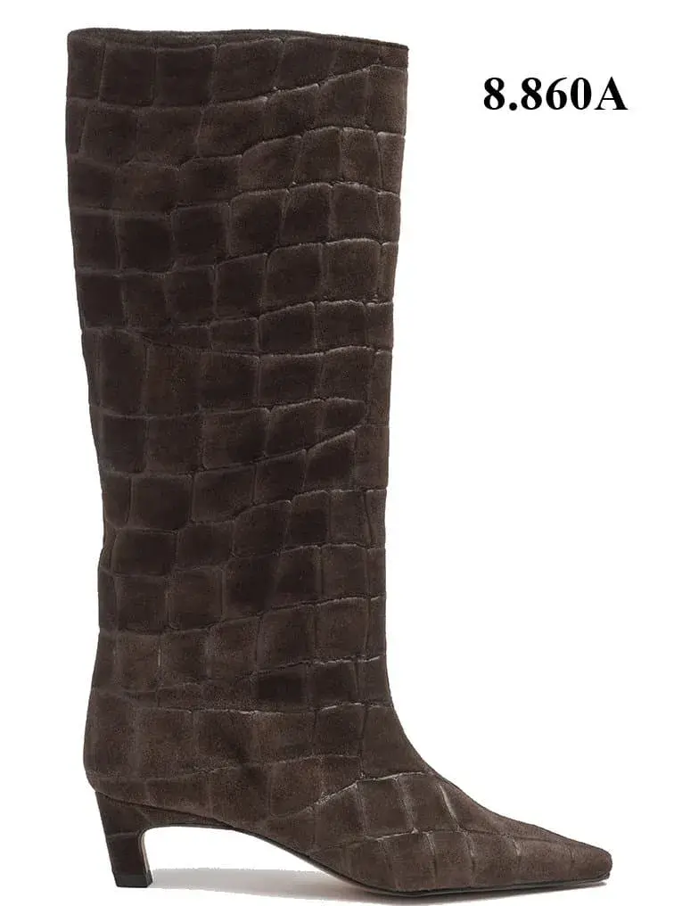 Bota alta marrón oscuro efecto coco Dansi modelo 8860A