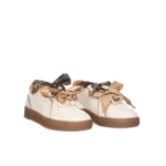 Deportiva blanca de piel con lazos y detalles animal print Gio+ BLUE1030