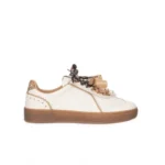 Deportiva blanca de piel con lazos y detalles animal print Gio+ BLUE1030