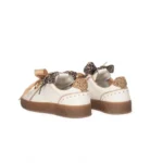 Deportiva blanca de piel con lazos y detalles animal print Gio+ BLUE1030