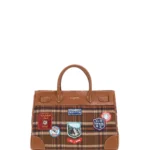 Bolso tote tartán marrón con parches Rue Madam Paris Chamonix Tote