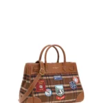 Bolso tote tartán marrón con parches Rue Madam Paris Chamonix Tote