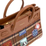 Bolso tote tartán marrón con parches Rue Madam Paris Chamonix Tote