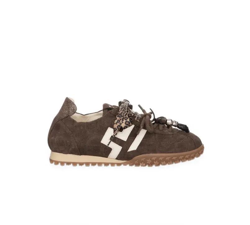 Deportiva marrón de ante Gio+ CIELOX10 con detalles animal print