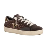 Deportiva moka con glitter y animal print Cetti C-1342