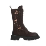 Bota alta marrón de piel con pedrería Gio+ GRETA01B