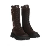 Bota alta marrón de piel con pedrería Gio+ GRETA01B