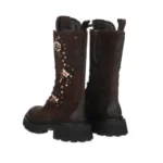 Bota alta marrón de piel con pedrería Gio+ GRETA01B