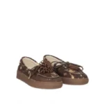 Mocasín marrón animal print de piel con pelo Gio+ MOKA48