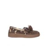 Mocasín marrón animal print de piel con pelo Gio+ MOKA48