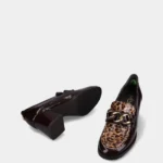 Botín marrón de ante con animal print y lazo MLV