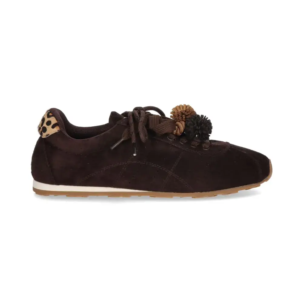 Deportiva marrón de ante con detalle animal print Pons Quintana Siena 332