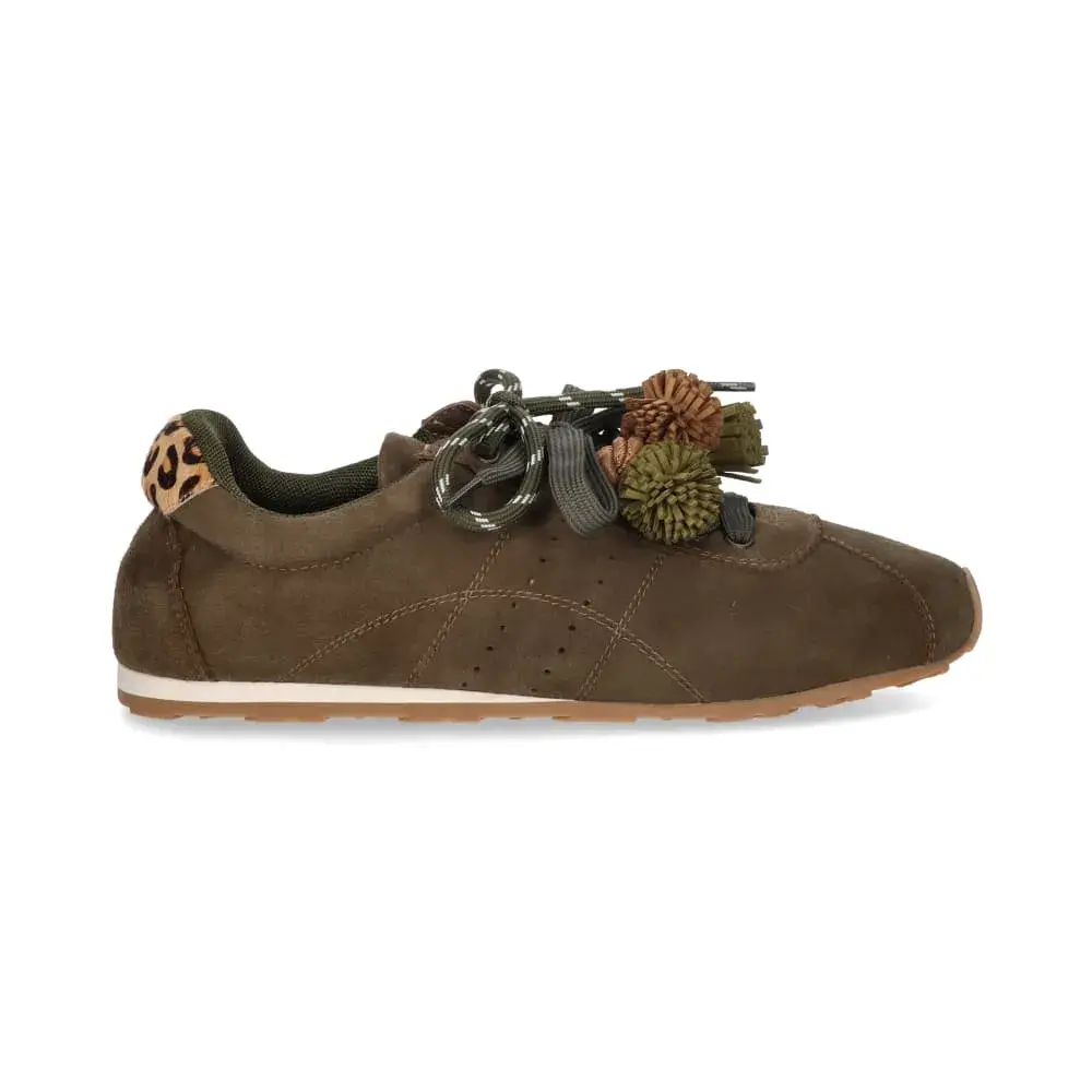Deportiva verde kaki de ante con animal print Pons Quintana Siena 332
