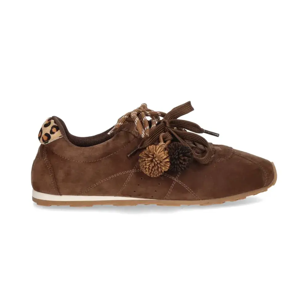 Deportiva taupe de ante con detalle animal print Pons Quintana Siena 332