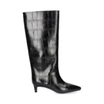Bota negra de piel efecto coco con tacón Exé W0955-R7978
