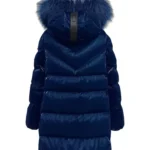 Abrigo acolchado azul Alita de Dichi con capucha y cuello de pelo