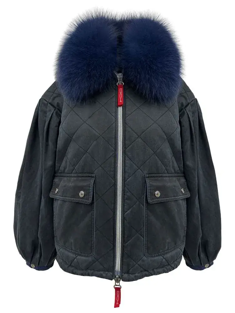 Chaqueta azul pelo