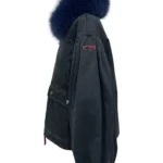 Chaqueta azul Bianca de Dichi con acolchado rombos y cuello de pelo