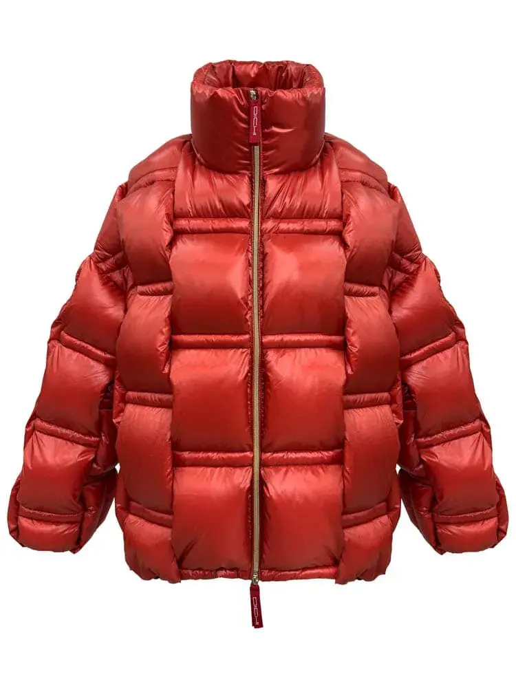 Chaqueta acolchada naranja Daniela de Dichi con cuello alto
