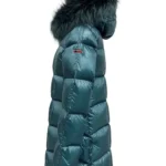 Abrigo acolchado azul petróleo Galia de Dichi con cuello de pelo