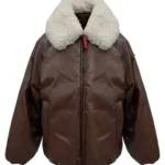 Chaqueta marrón Gari de Dichi con cuello blanco de borreguito