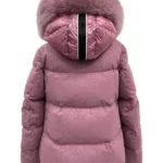 Chaqueta acolchada rosa Irene de Dichi con cuello bicolor de pelo