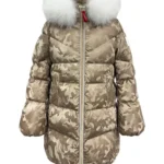 Abrigo acolchado camuflaje beige Limbad de Dichi con cuello de pelo