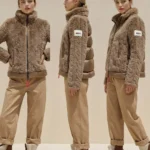 Chaqueta camel Maima de Dichi con acabado de pelo y cuello alto