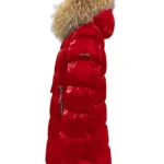 Abrigo acolchado rojo Morena de Dichi con cuello de pelo
