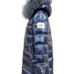 Abrigo acolchado azul Viviana de Dichi con cuello bicolor de pelo